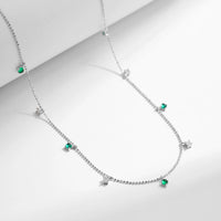 Sterling Silver Green Round Small Pendant Necklace