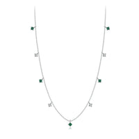 Sterling Silver Green Round Small Pendant Necklace