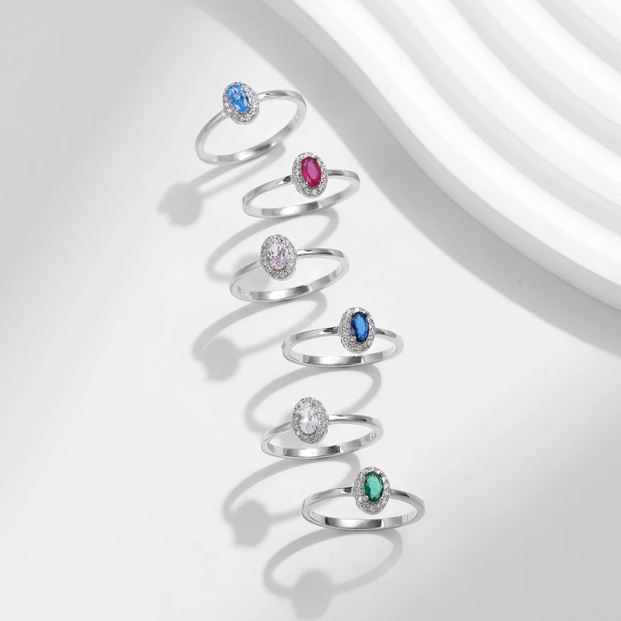 Sterling Silver Elegant Oval Cubic Zirconia Ring