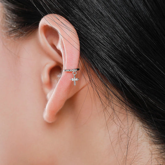 Sterling Silver Simple Cross Clip Earrings