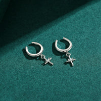 Sterling Silver Simple Cross Clip Earrings