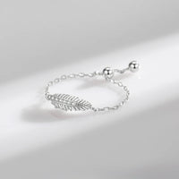 Adjustable Sterling Silver Feather Ring