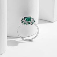 Sterling Silver Green Retro Square Ring