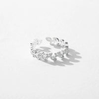Sterling Silver Tree Leaf Band Adjustable Open Ring