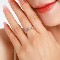 Sterling Silver Cubic Zirconia Vintage Heart Eternity Band Ring