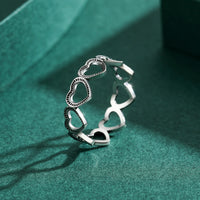Sterling Silver Cubic Zirconia Vintage Heart Eternity Band Ring