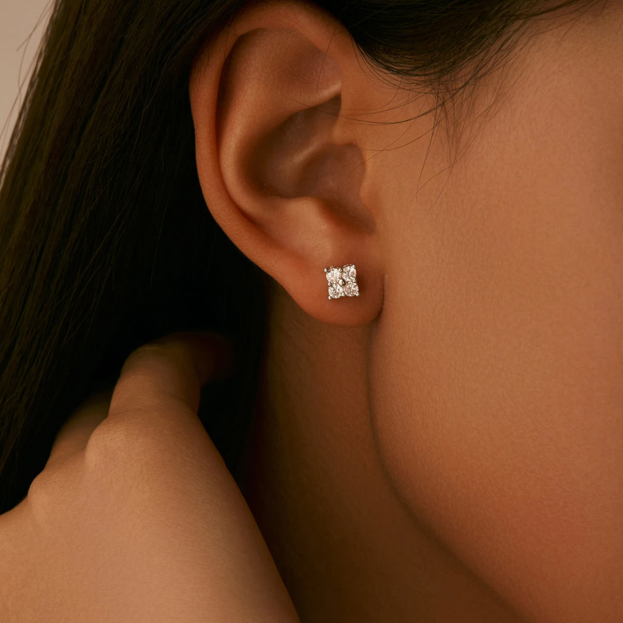 D Color Moissanite Sterling Silver Stud Earrings