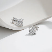 D Color Moissanite Sterling Silver Stud Earrings