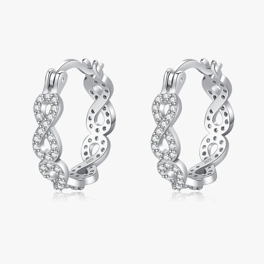 Sterling Silver Infinite Love Hoop Earrings