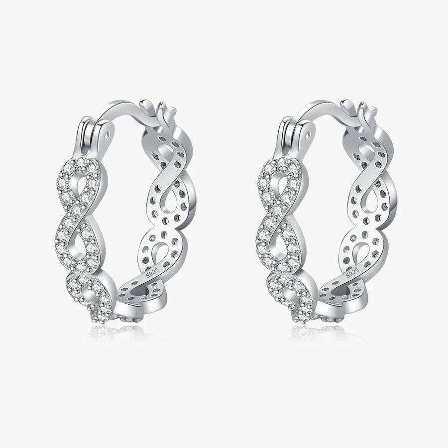 Sterling Silver Infinite Love Hoop Earrings