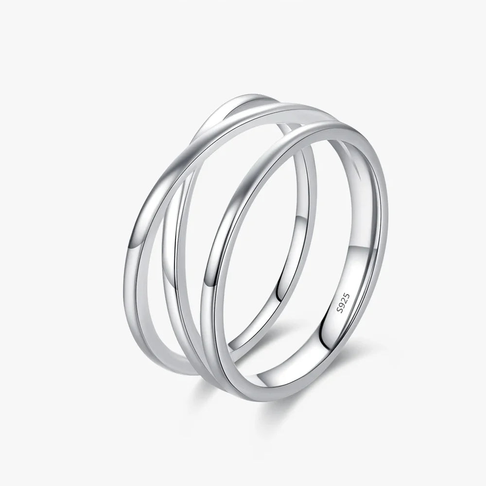 Sterling Silver Minimalist Lines Stackable Ring