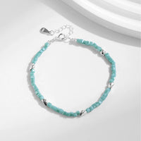 Sterling Silver Square Green Crystal Charm Bracelet