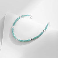 Sterling Silver Square Green Crystal Charm Bracelet