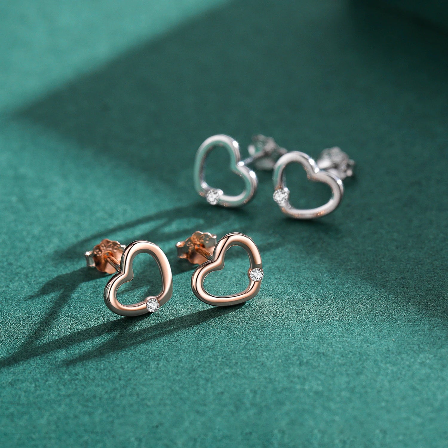 Sterling Silver Tiny Heart Stud Earrings