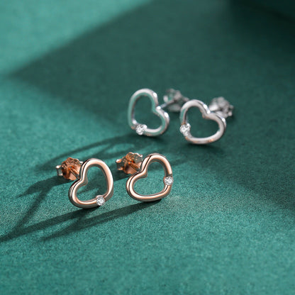 Sterling Silver Tiny Heart Stud Earrings