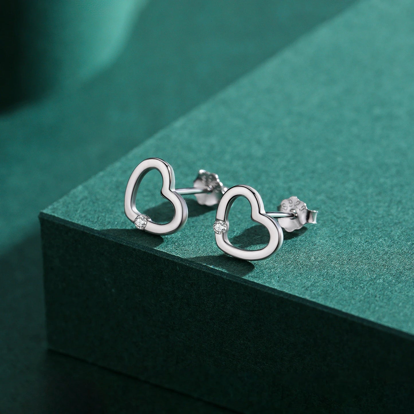 Sterling Silver Tiny Heart Stud Earrings