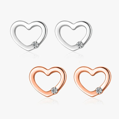 Sterling Silver Tiny Heart Stud Earrings