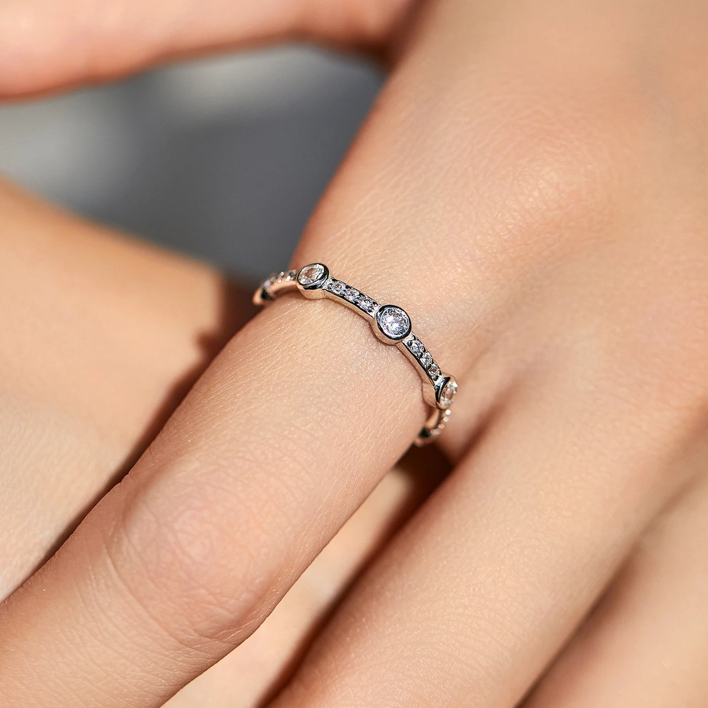 Cubic Zirconia Eternity Ring in Sterling Silver