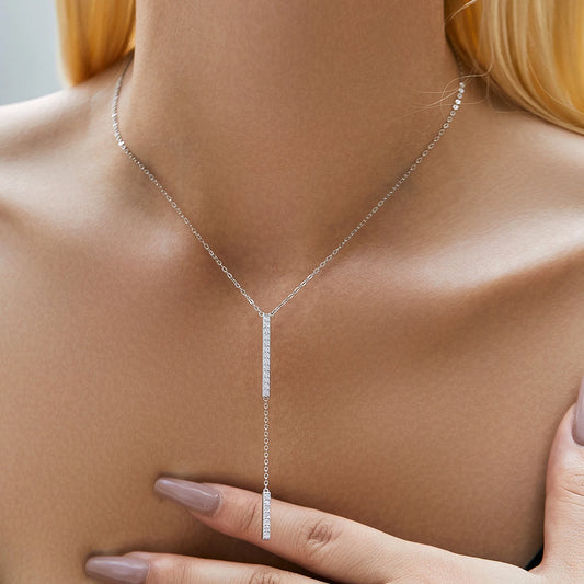 Sterling Silver Cubic Zirconia Y-Shaped Necklace