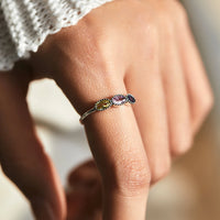 Sterling Silver Oval Three Stone Ring