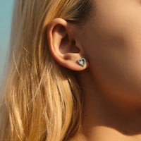 Sterling Silver Turquoise Heart Stud Earrings