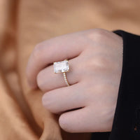 Sterling Silver Radiant Cut Engagement Rings Set