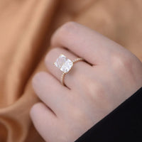 Sterling Silver Radiant Cut Engagement Rings Set