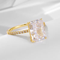 Sterling Silver Radiant Cut Engagement Rings Set