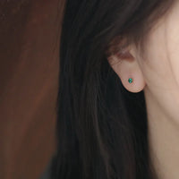 Gold Plated Sterling Silver Green Stud Earrings