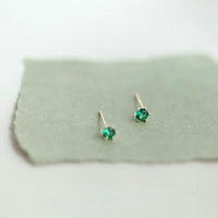 Gold Plated Sterling Silver Green Stud Earrings