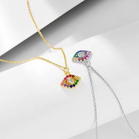 Sterling Silver Rainbow Evil Eye Necklace