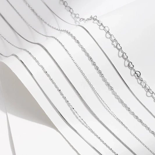 Classic Adjustable Sterling Silver Chain Necklace