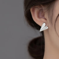 Sterling Silver Irregular Large Heart Stud Earrings