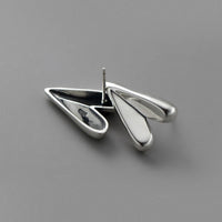 Sterling Silver Irregular Large Heart Stud Earrings