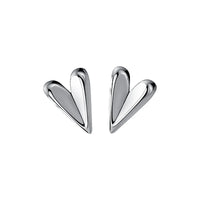 Sterling Silver Irregular Large Heart Stud Earrings