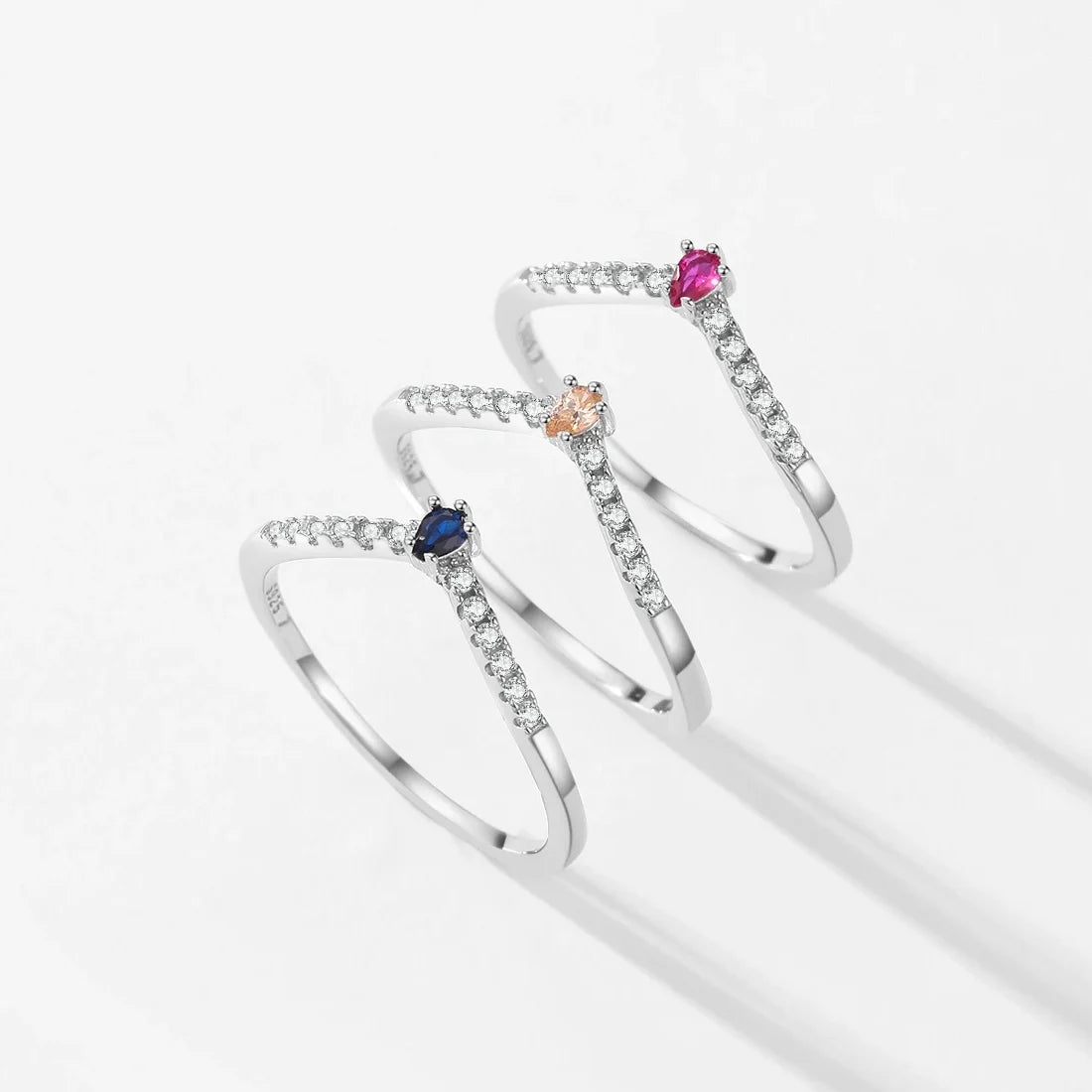 Sterling Silver Stackable Ring with Cubic Zirconia Gems