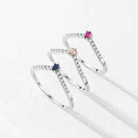 Sterling Silver Stackable Ring with Cubic Zirconia Gems
