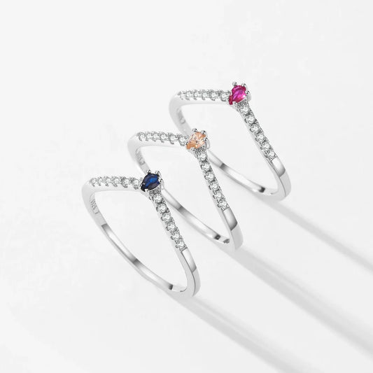 Sterling Silver Stackable Ring with Cubic Zirconia Gems