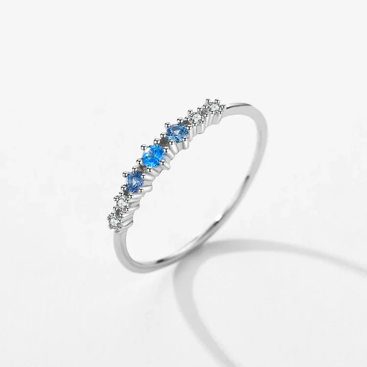 Sterling Silver Blue Stackable Thin Ring