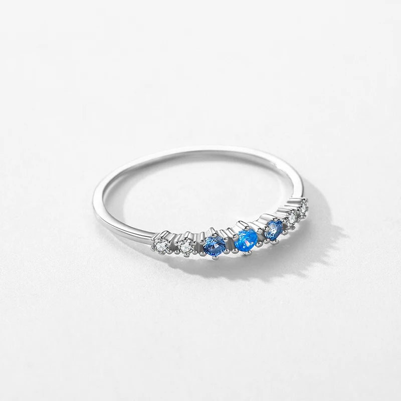 Sterling Silver Blue Stackable Thin Ring