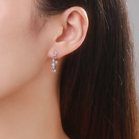 Sterling Silver Cubic Zirconia Opal Hoop Earrings