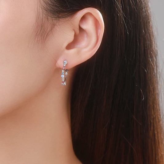 Sterling Silver Cubic Zirconia Opal Hoop Earrings