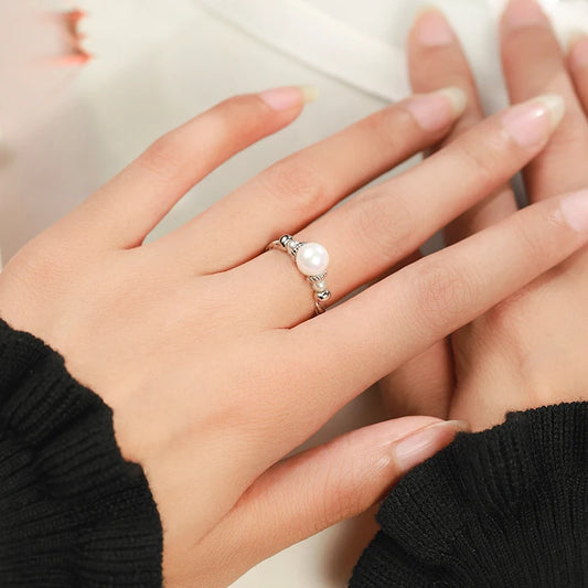Sterling Silver Shell Pearl Ring