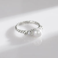 Sterling Silver Shell Pearl Ring