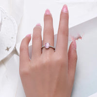 Sterling Silver Romantic Oval Pink Opal Ring