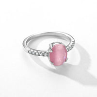 Sterling Silver Romantic Oval Pink Opal Ring