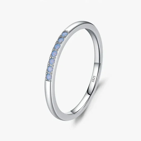Sterling Silver Pave Opal Ring
