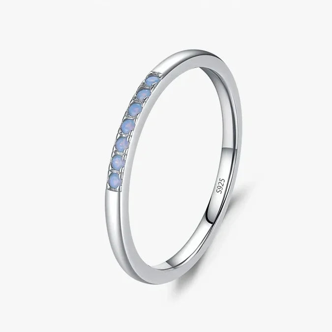 Sterling Silver Pave Opal Ring