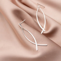 Sterling Silver Geometric Cross Line Dangle Earrings