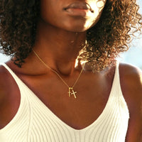 Gold Plated Double Cross Necklace